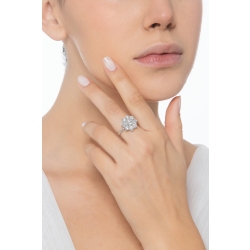 Blumenring Damen Halo Ring aus Weißgold 750 mit Diamanten 2