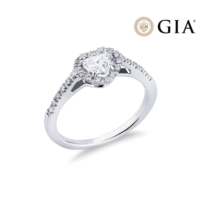 Ring mit Diamant Herzschliff 0.50kt GIA aus Weißgold 18K