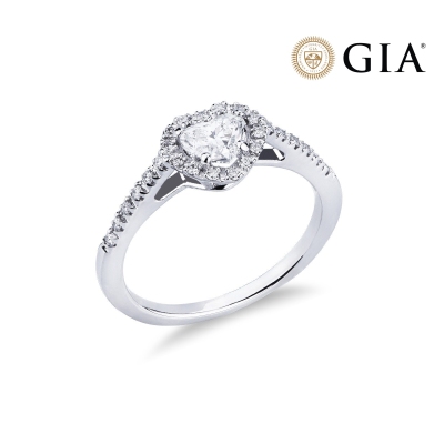 Ring mit Diamant Herzschliff 0.50kt GIA aus Weißgold 18K