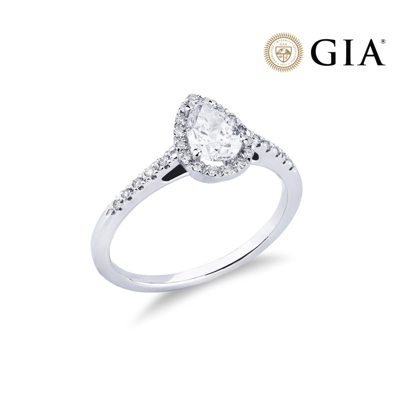 Ring mit Diamant Tropfenschliff 0,70 kt GIA aus Weißgold 18K