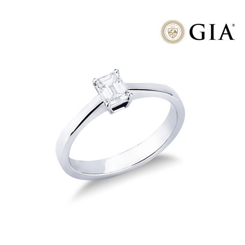 Ring mit Diamant Smaragdschliff 0.50 kt GIA Weißgold 18K