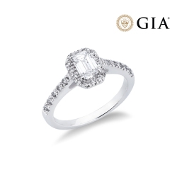 Diamantring aus 18K Weißgold mit Diamant Smaragschliff GIA 0.70kt