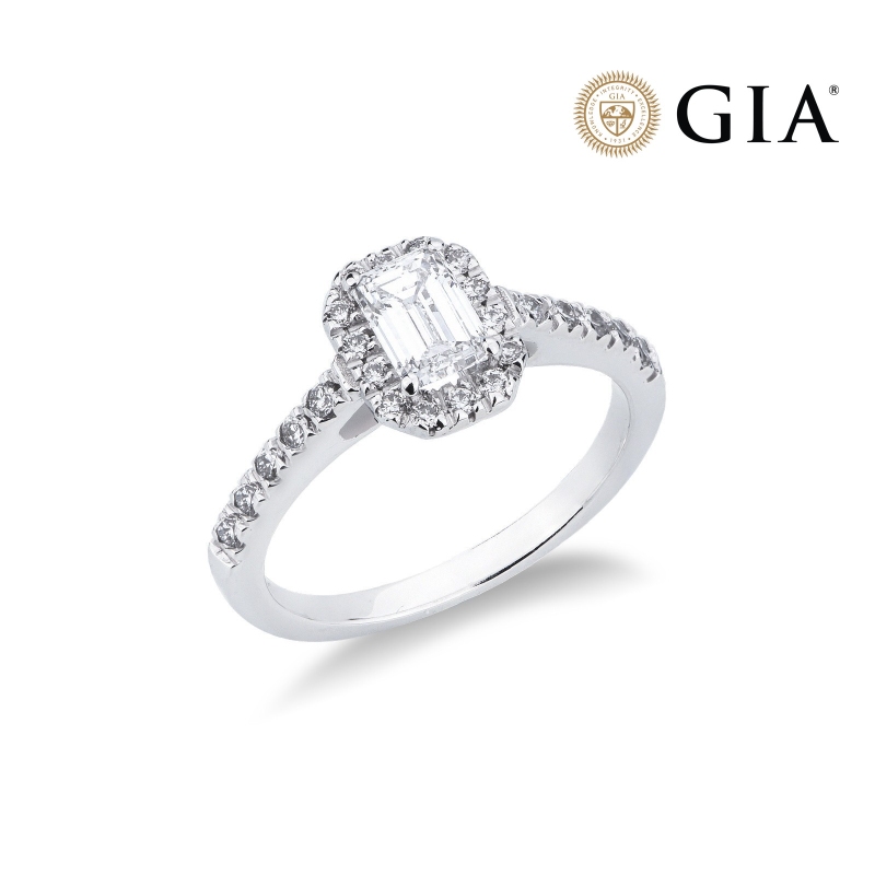 Diamantring mit Diamant Smaragschliff 0.70kt GIA 18K Weißgold