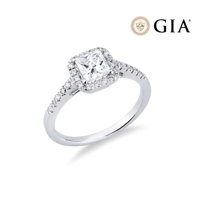 Ring mit Diamant Prinzessschliff 0.70 kt GIA aus Weißgold 18K