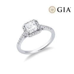 Ring mit Diamant Prinzessschliff 1 Karat GIA aus Weißgold 18K