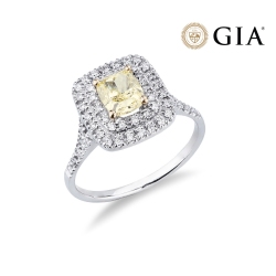 Diamantring mit gelbem Fancy Diamanten 1.16 kt GIA aus Weißgold 18K