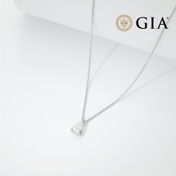 Kette mit Diamant Anhänger Tropfenschliff 0.70 kt GIA Weissgold
