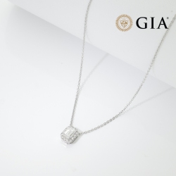Kette mit Diamant Smaragdschliff 0.70 kt GIA 750er Weißgold