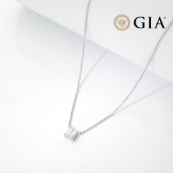 Kette mit Diamant Prinzessschliff 0.70 kt GIA Weissgold 18k