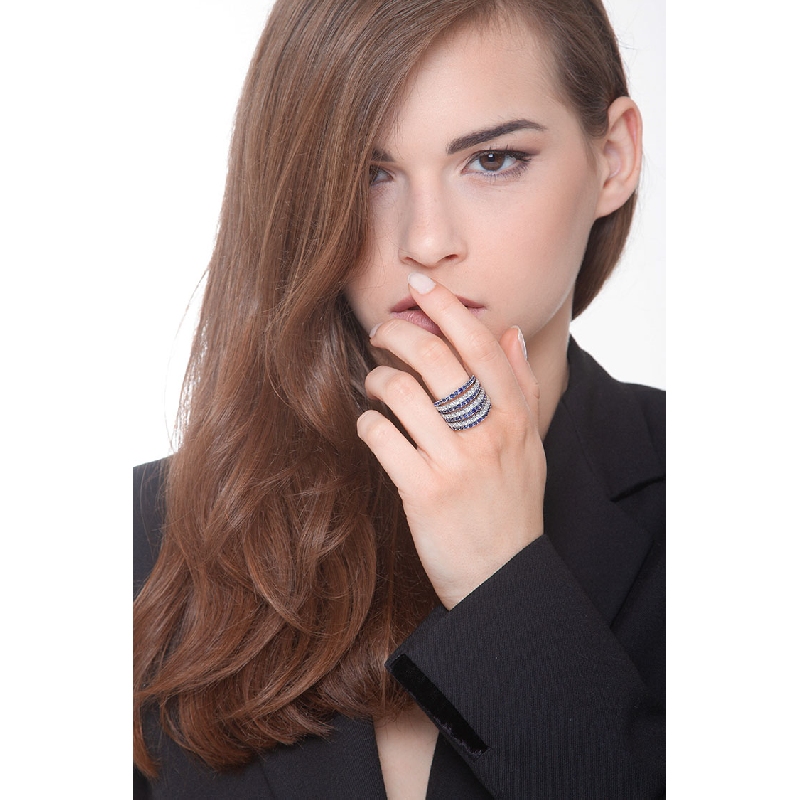 Saphir Bandring mit Brillanten Weißgold 18K Saphir Bandring mit Brillanten Weißgold 18K