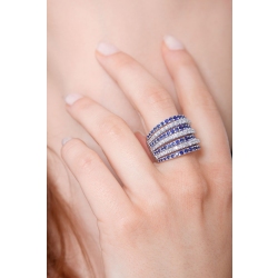 Saphir Bandring mit Brillanten Weißgold 18K 2