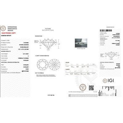 IGI-zertifizierter Diamant CT 0,41    E    I.F.