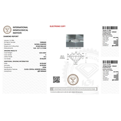 IGI-zertifizierter Diamant CT 0,50   E   VS2