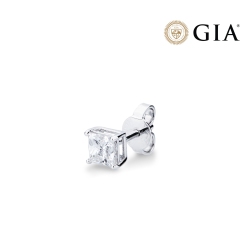 Einzelner Ohrstecker mit Diamant Prinzessschliff 0.50 kt GIA Weißgold 750 
