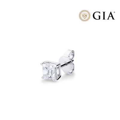 Einzelner Ohrstecker mit Diamant Prinzessschliff 0.50 kt GIA Weißgold 750 