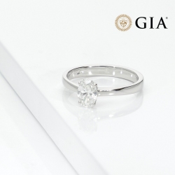 Verlobungsring Diamant Ovalschliff 0.70 kt GIA Weißgold 18K