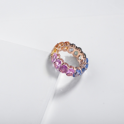 Roségold 750 Saphir Rainbow Ring 