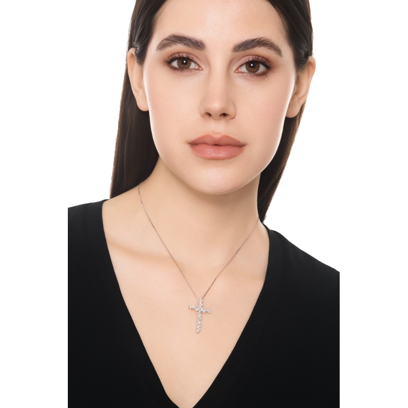 Kreuzkette Aura Weißgold Diamant