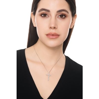Kreuzkette Aura Weißgold Diamant