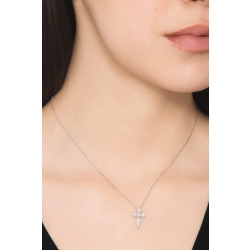Diamant Kette mit Kreuz Weißgold 2