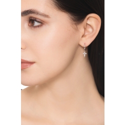 Diamant Kreuz Creolen Weißgold 2