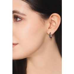 Weißgold Creole einzelner Ohrring mit schwarzen Diamanten 2