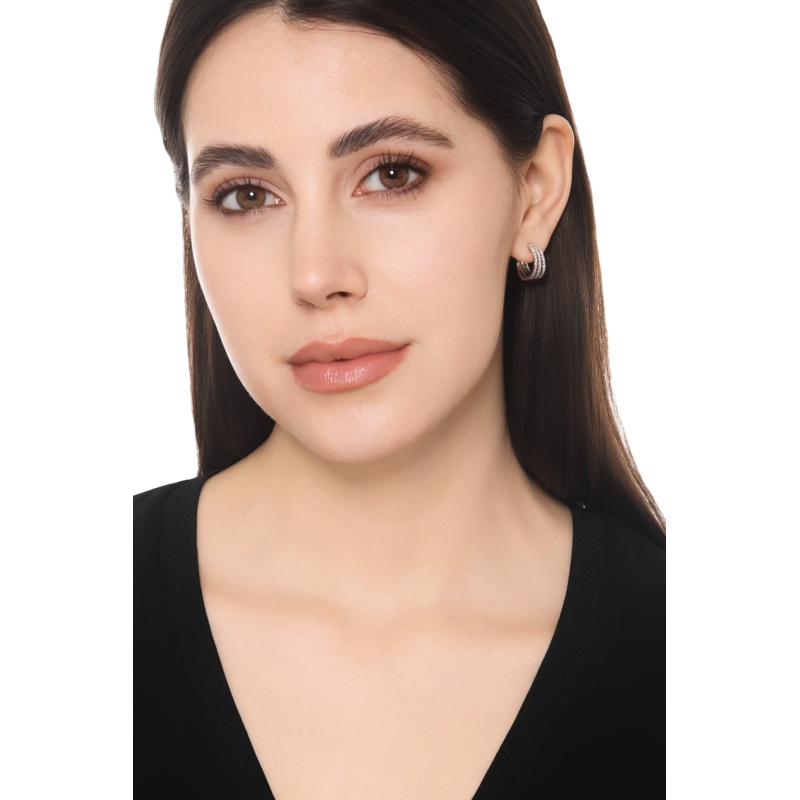 Creolen Weissgold mit drei Reihen Diamanten