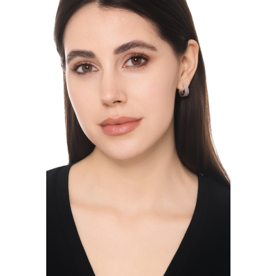 Creolen Weissgold mit drei Reihen Diamanten