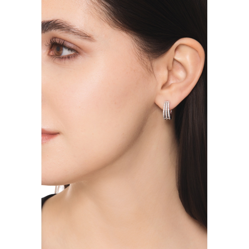 Creolen Weissgold mit drei Reihen Diamanten