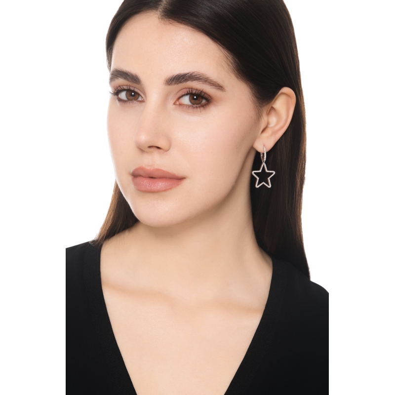 Ohrringe Sterne Weißgold mit Diamanten