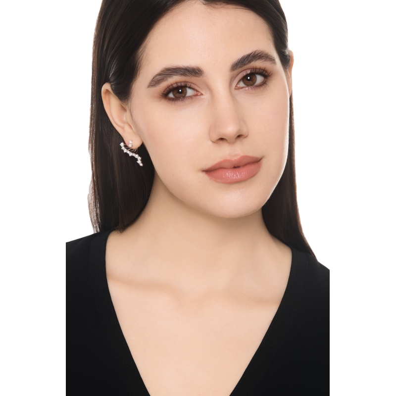 Asymmetrische Diamant-Ohrringe in 18k Weißgold