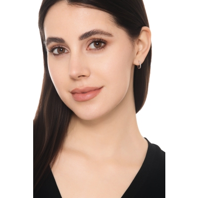 Einzelne Creole Damen Weißgold mit Brillanten 