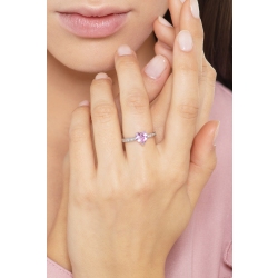Herz Ring mit Rosa Saphir und Diamanten 18K Weißgold 2