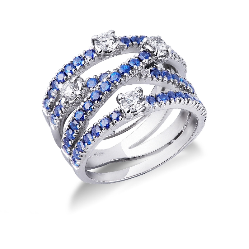 Rubin Ring mit Diamanten und Fassung aus750er Weißgold