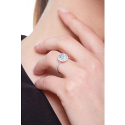 Halo Engagement Ring Diamonds und Aquamarine 2
