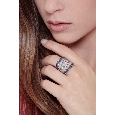 Saphir Damenring Diamant Weißgold 750