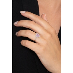 Rosa Saphir Herzring Weißgold 18k 2