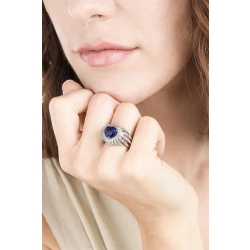 Herzring mit blauem Saphir und Diamanten Weißgold 750 2