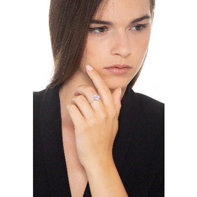 Rosa Saphir Verlobungsring Weißgold mit Diamanten