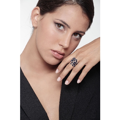 Saphir Diamant Bandring Damen Weißgold