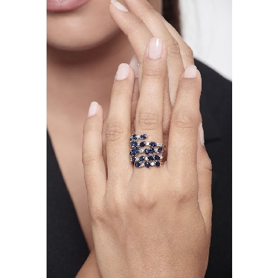 Saphir Diamant Bandring Damen Weißgold