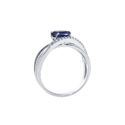 Saphir Ring Weißgold mit Diamanten