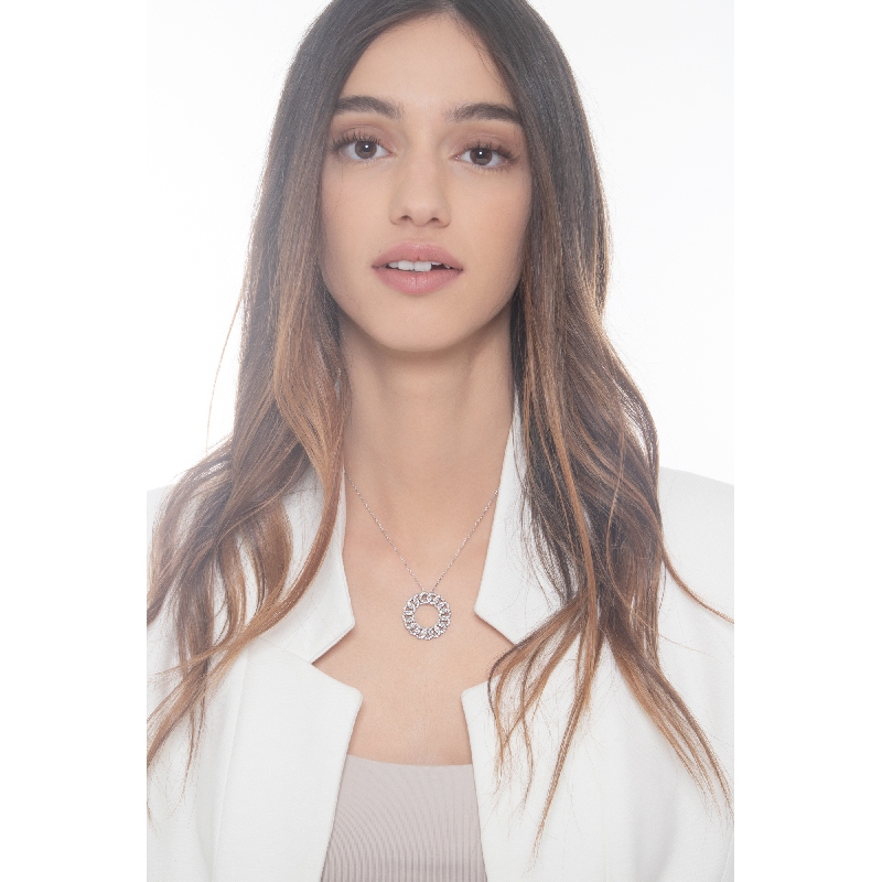 Diamant Kreis Anhänger aus Weißgold 18k Diamant Kreis Anhänger aus Weißgold 18k