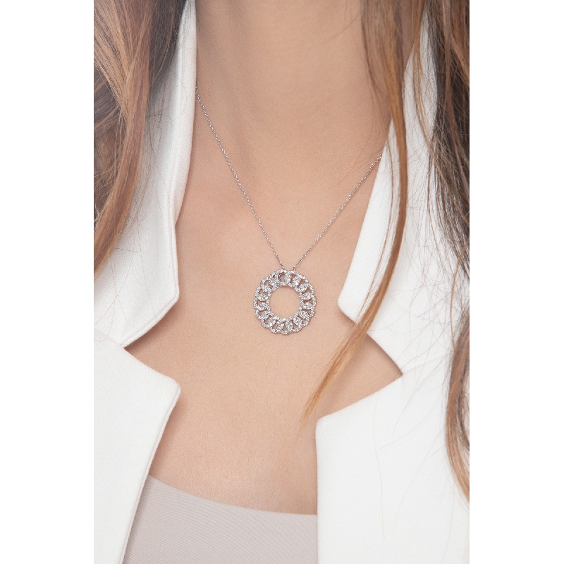 Diamant Kreis Anhänger aus Weißgold 18k Diamant Kreis Anhänger aus Weißgold 18k