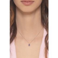 Weißgold-Kette mit Tansanit-Anhänger und 14 Diamanten  2