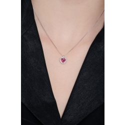 Rubin Herzanhänger mit Diamanten in Weißgold Kette  2
