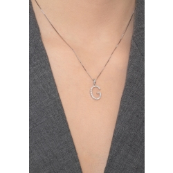 Weißgold-Kette mit Buchstabe G aus Diamanten  2