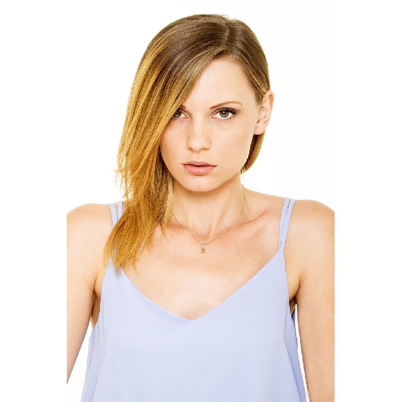 Citrin Anhänger mit Diamanten Weißgold Halskette  Citrin Anhänger mit Diamanten Weißgold Halskette