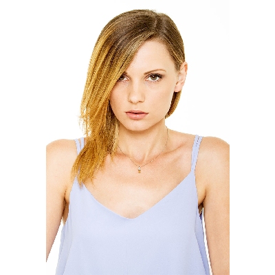 Citrin Anhänger mit Diamanten Weißgold Halskette 