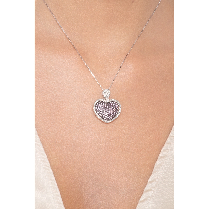 Damenkette mit rosa Saphir-Herzanhänger